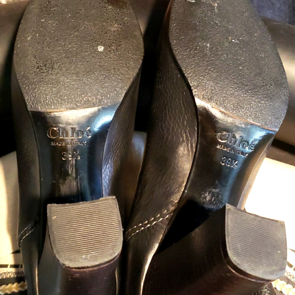 Chloe knee-high leather black boots, size 39 1/2